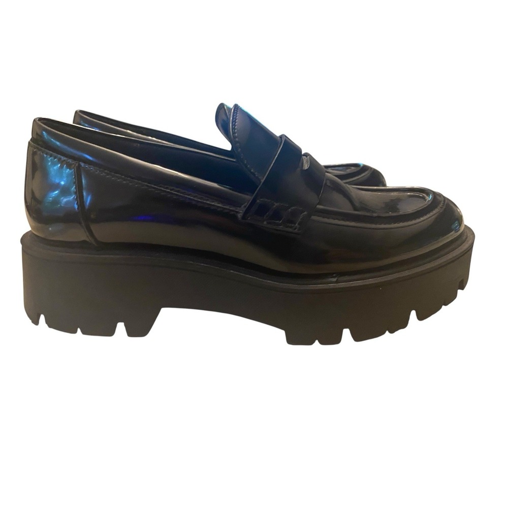 ZARA Black Patent Chunky Lug Sole Loafers Platform Shoes EU 37 US 6.5 - 7